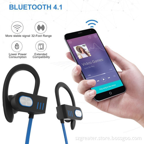 Top quality sport wireless mirco bluetooth headphones V4.1 ear hook IPX 5 water resistant headsets
